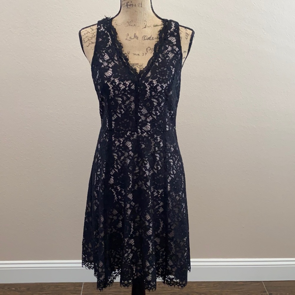 Black,lace, midi dress with nude lining